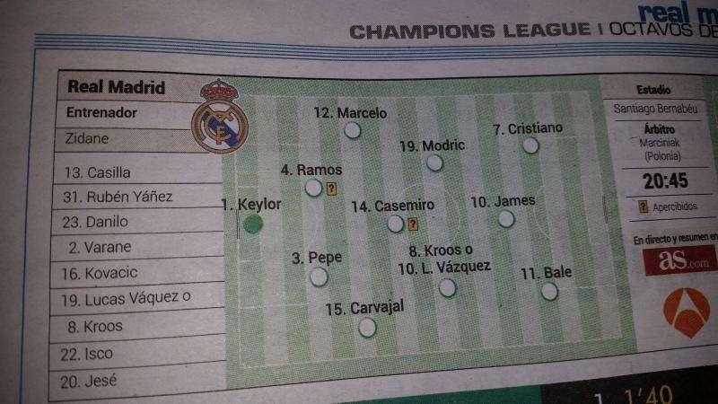 As - La probabile formazione del Real Madrid. FOTO!