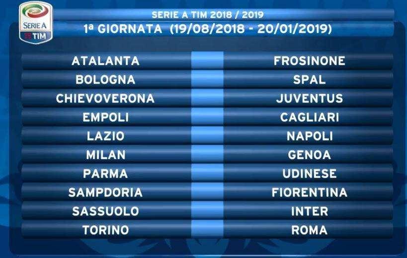 Serie A - Il calendario completo della stagione 2018/19. FOTO!