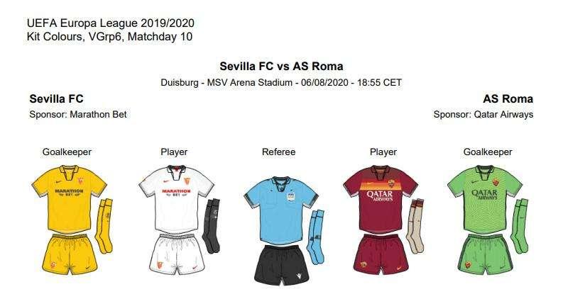 Siviglia-Roma, ecco i kit scelti dalle due squadre
