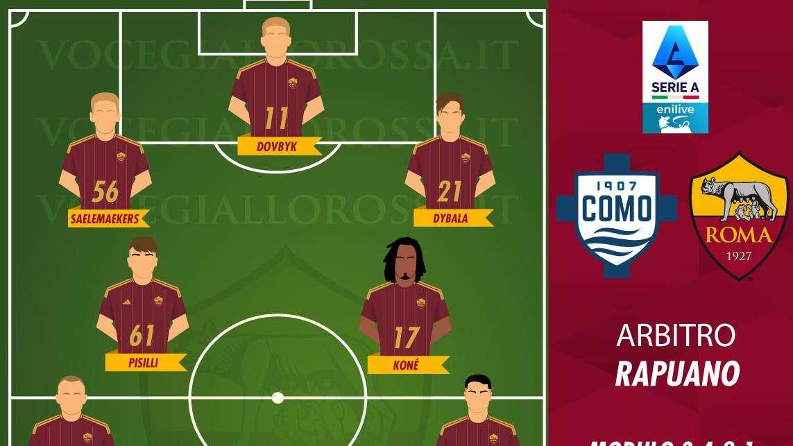 Como-Roma - Le probabili formazioni. GRAFICA!