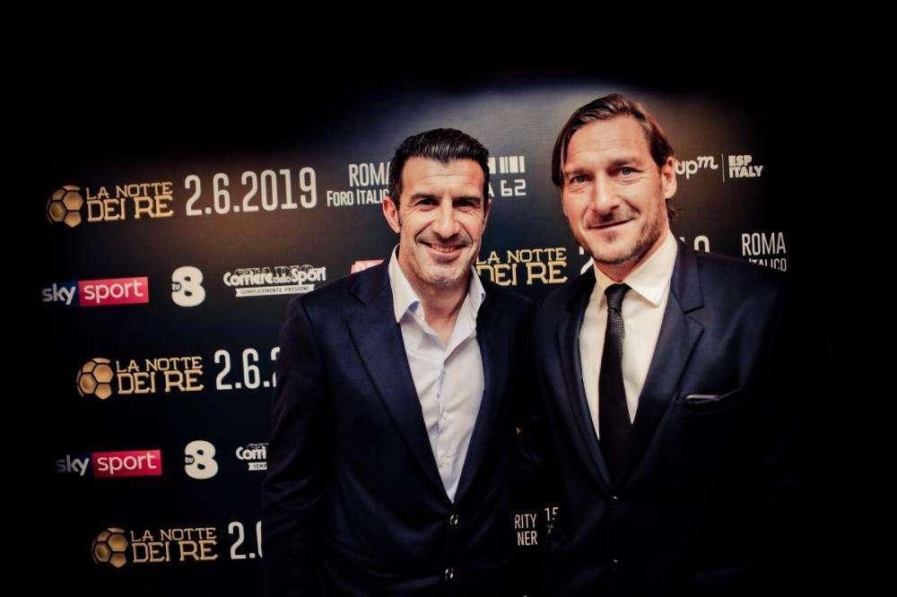 Parco dei Principi Grand Hotel, Figo: "Ammiro Totti, avrebbe meritato il Pallone d'Oro". Totti: "Dalla tribuna è tutto più facile, ora capisco quando mi criticavano". FOTO! VIDEO!