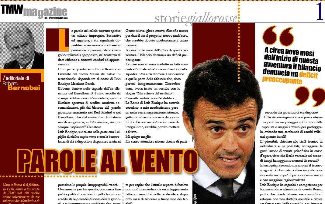 Bernabai a TMWmagazine: "Roma, parole al vento"
