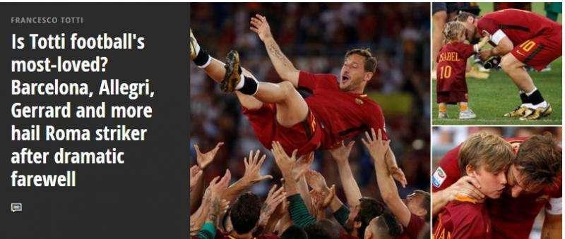 Mirror -  "È Totti il più amato del calcio?" FOTO!