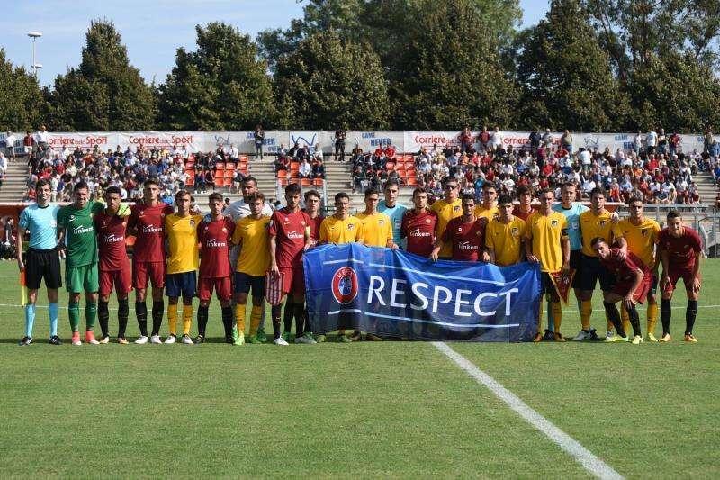 UEFA YOUTH LEAGUE PAGELLE AS ROMA vs CLUB ATLÉTICO DE MADRID 1-2 - Masangu incisivo. Bene Antonucci e Cargnelutti