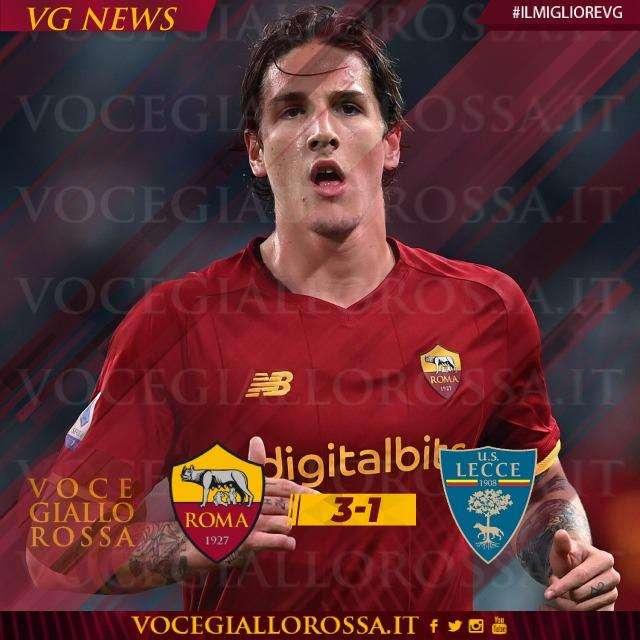 #IlMiglioreVG - Nicolò Zaniolo è il man of the match di Roma-Lecce 3-1. GRAFICA!