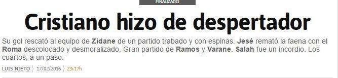 AS: "Il gol di Ronaldo ha salvato il Real"