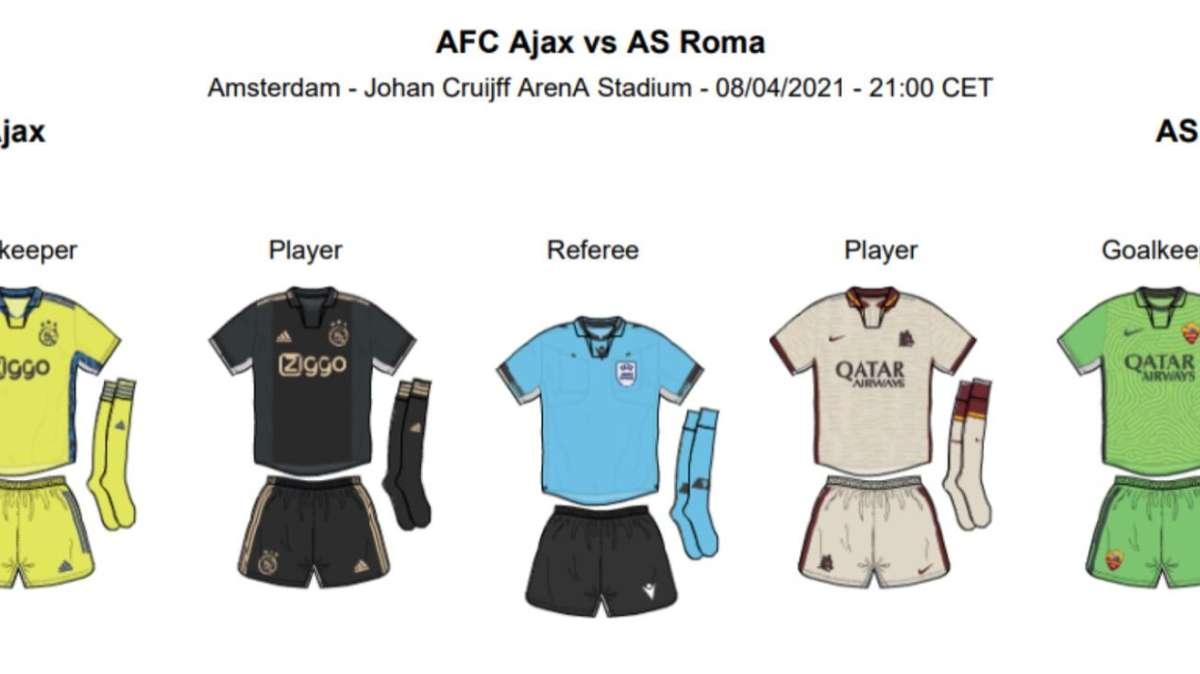 Ajax e Roma in campo con le seconde maglie stasera. FOTO!