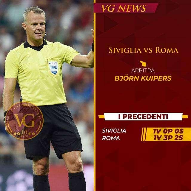 L'arbitro - La Roma non vince da 10 anni con Kuipers. Con lui il gol da centrocampo di Florenzi. Siviglia vincente nell'unico precedente. GRAFICA!