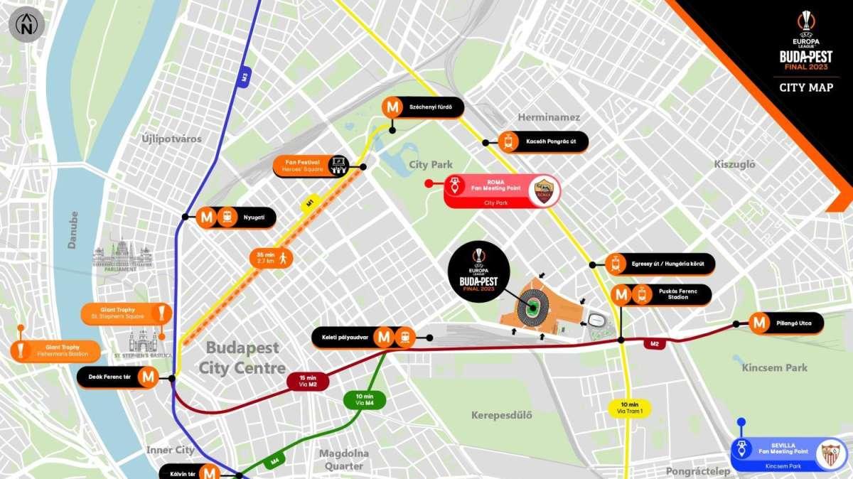 Siviglia-Roma - Tutte le info della UEFA per i tifosi a Budapest