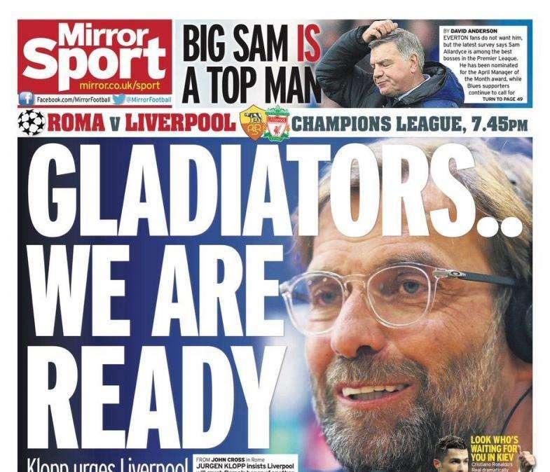 Dall'Inghilterra - The Mirror: "Gladiatori siamo pronti". The Sun: "Rome is where heart is"