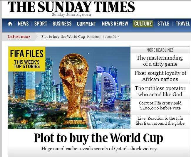 Sunday Times - Ipotesi corruzione per il mondiale in Qatar 